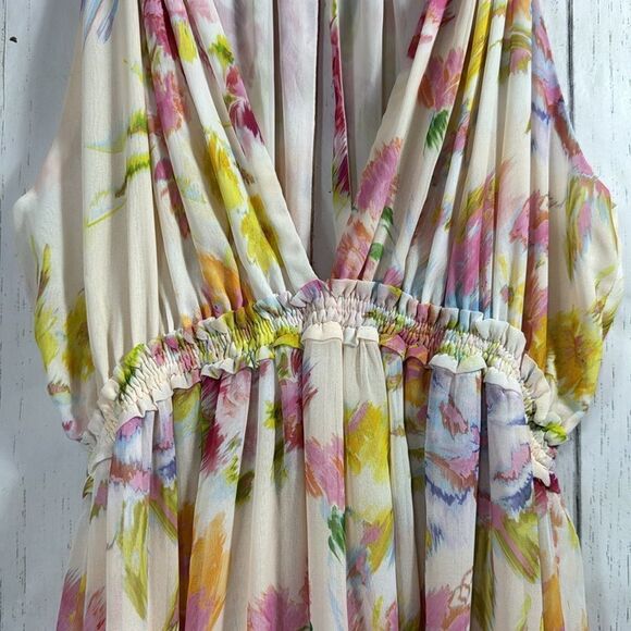 Zara V Neck Halter Floral Print Sleeveless Bloggers Favorite Long Maxi Dress - Picture 5 of 12